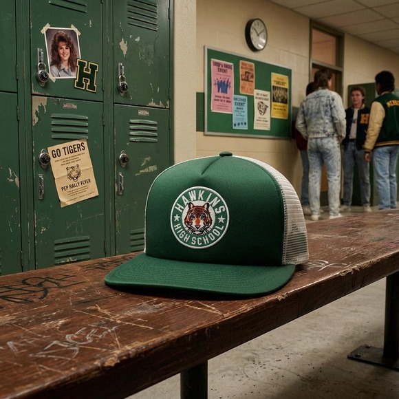Nike Other - Nike x Stranger Things Hawkins High School Trucker Hat Snapback Green CQ8461-323